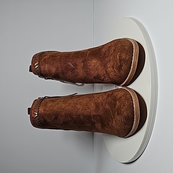 Dolce Vita DV Jace Booties Ankle Boot Block Heel Pointed Toe Faux Suede Brown 10 - Picture 2 of 14